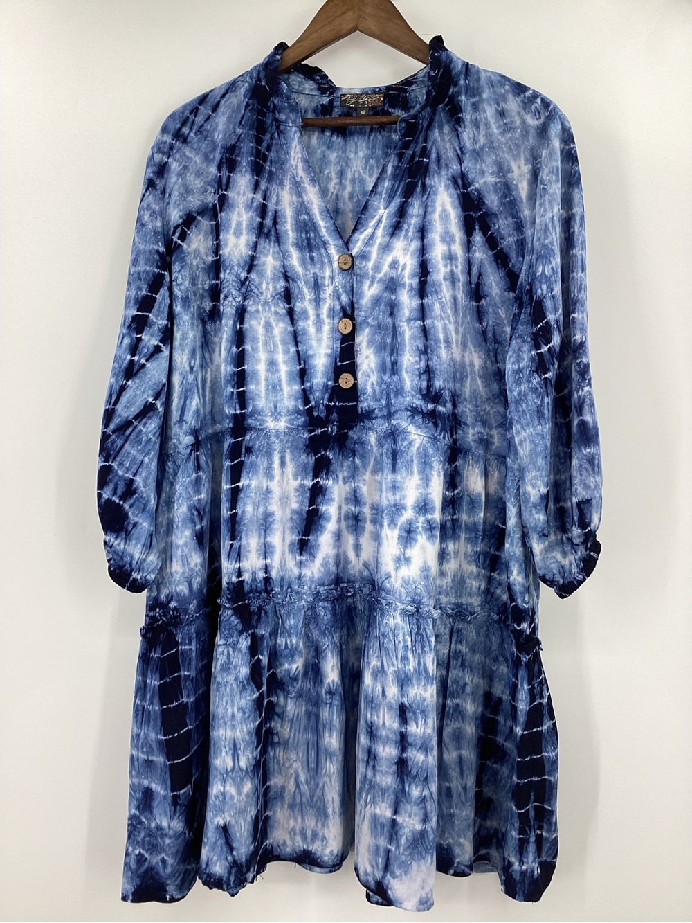 Tie-Dye Tiered Mini Dress - Blue